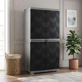 Nilkamal Freedom (FMM) Wave Plastic Storage Cabinet (Haze Grey & Charcoal Grey)