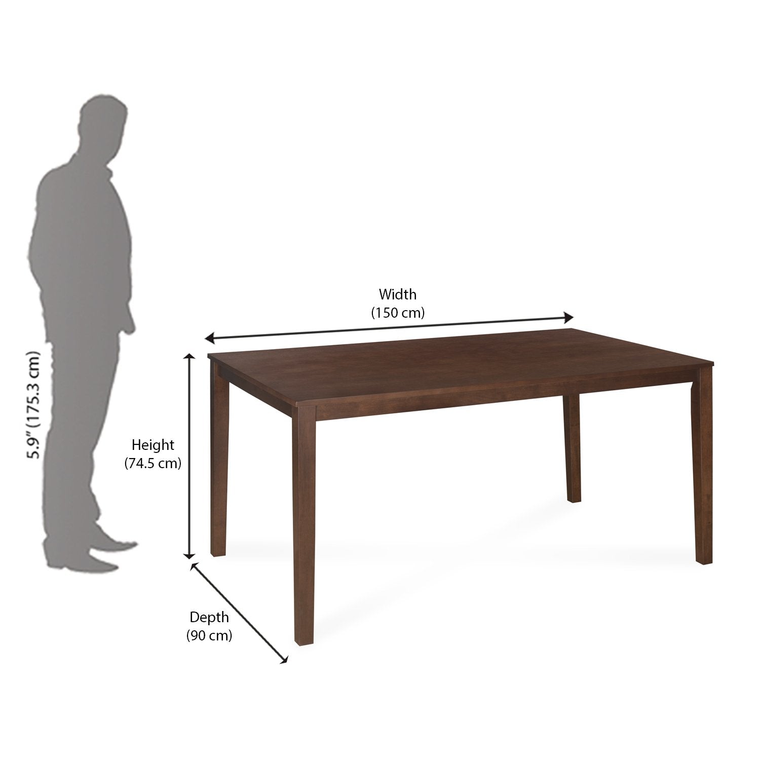 Nilkamal Gem 6 Seater Dining Table (Brown)