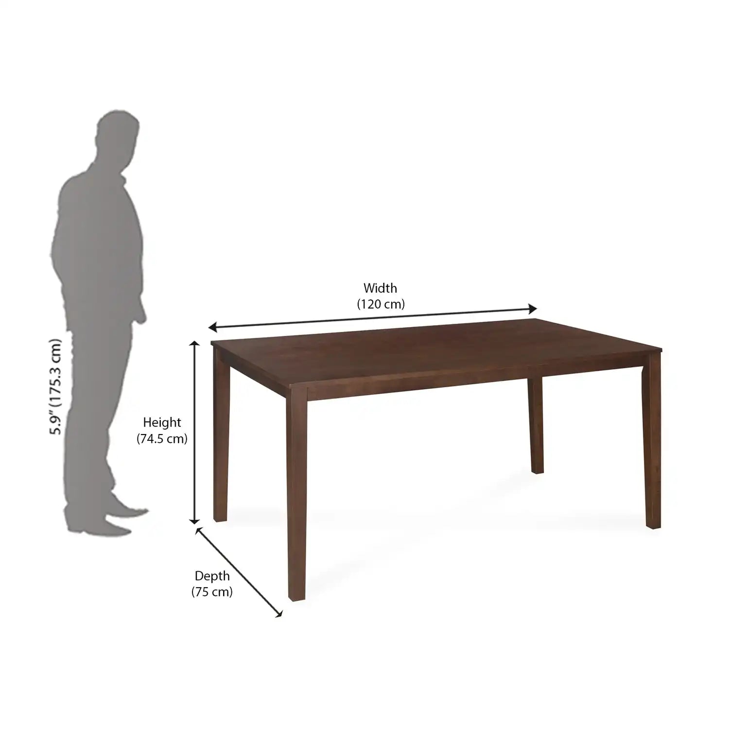 Nilkamal Gem 4 Seater Dining Set With Bench (Cappuccino)