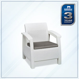 Nilkamal Goa Plastic 1 Seater Sofa with Cushion (Milky White and Grey)