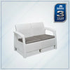 Nilkamal Goa Plastic 2 Seater Sofa with Cushion (Milky White and Grey) - Slight Side View