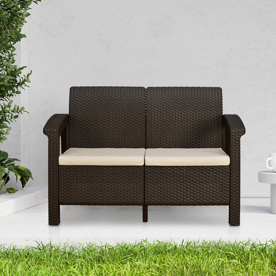 Nilkamal Goa Plastic 2 Seater Sofa with Cushion (Brown)