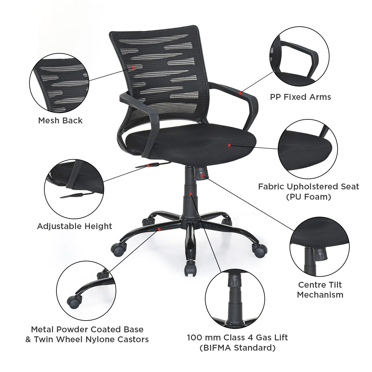 Nilkamal Giza Plus Mid Back Office Chair