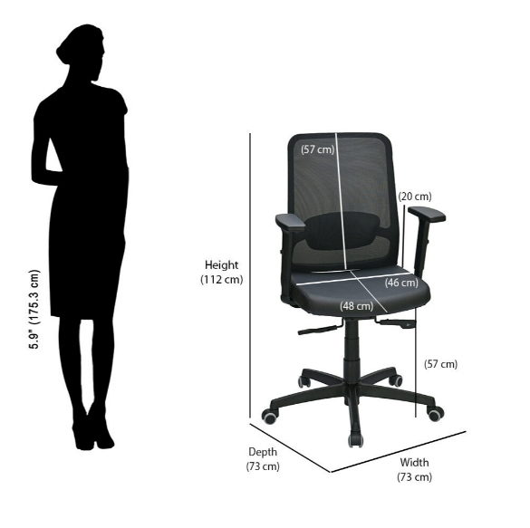 Nilkamal Glory Mid Back Chair (Black)