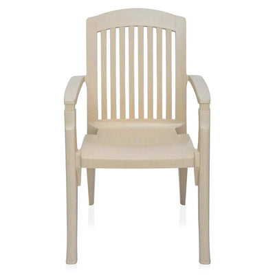 Nilkamal Heritage Plastic Arm Chair (Marble Beige) - Front View