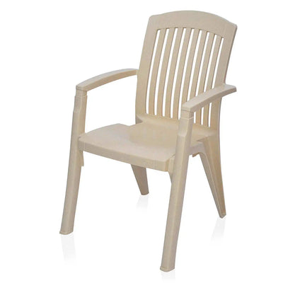 Nilkamal Heritage Plastic Arm Chair (Marble Beige) - Slight Side View 3