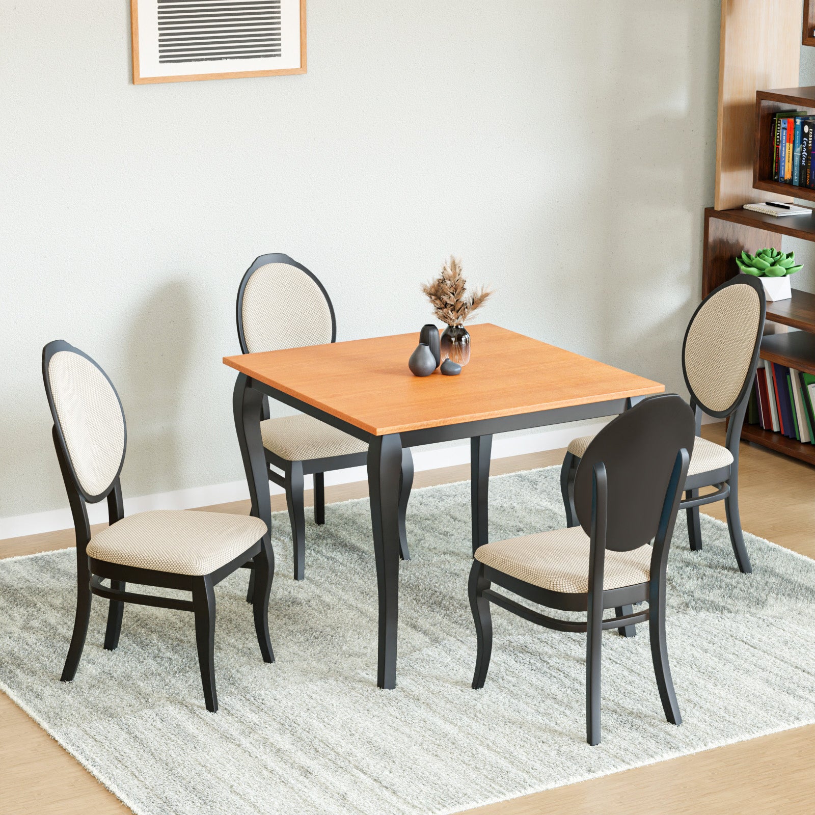 Nilkamal Hexa 4 Seater Dining Set (Black / Brown)