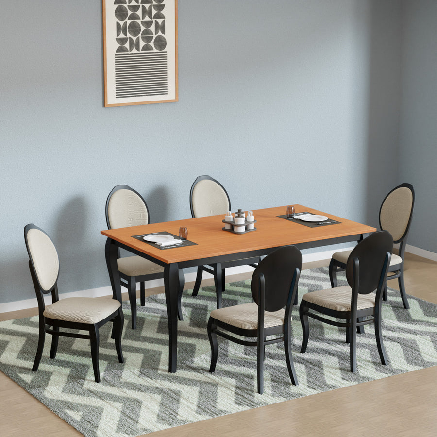 Nilkamal Hexa 6 Seater Dining Set (Black / Brown)
