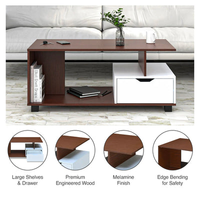 Nilkamal Denzel Coffee Table (Urban Walnut / Oak White)