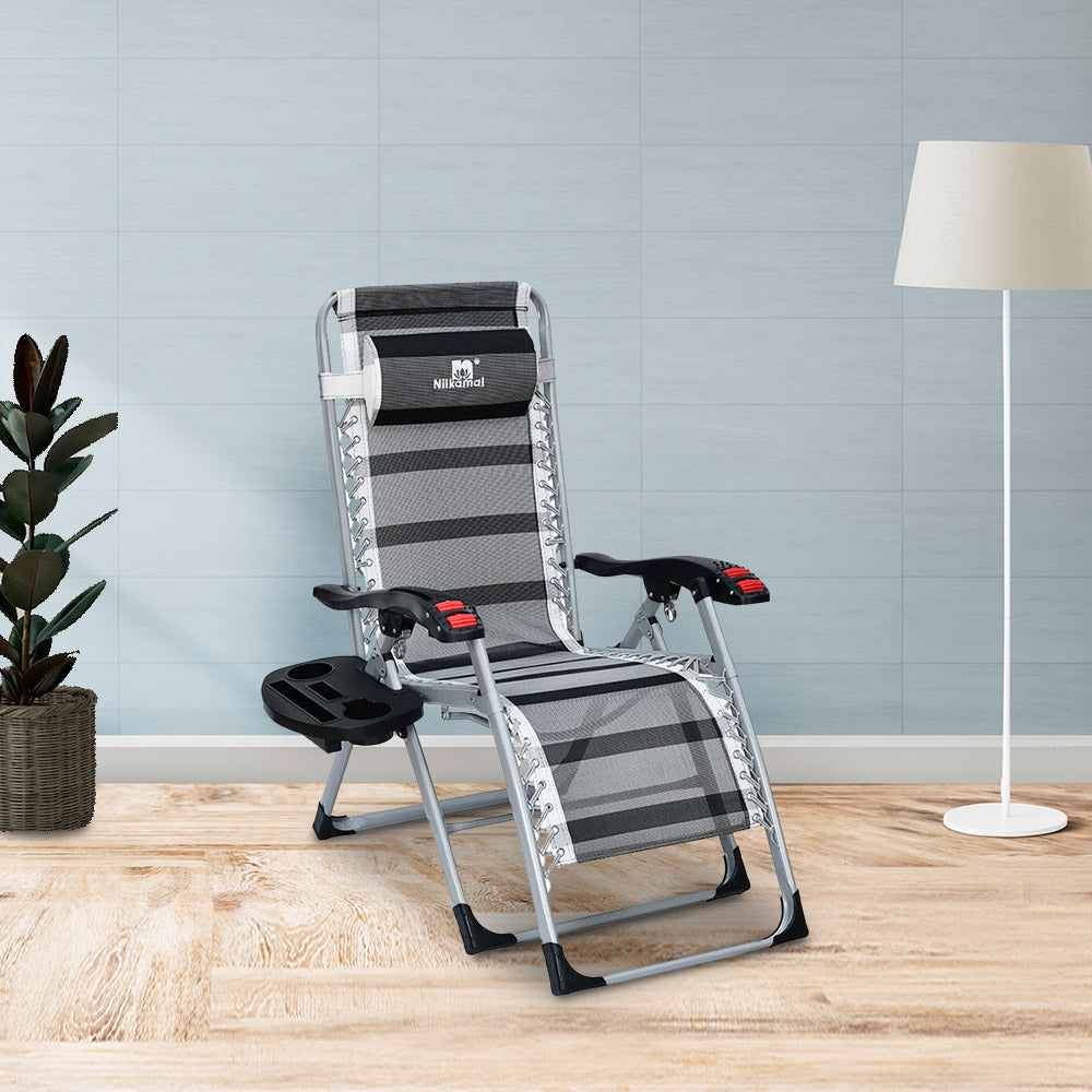 Nilkamal Glenville Foldable Easy Chair (Black / Grey)