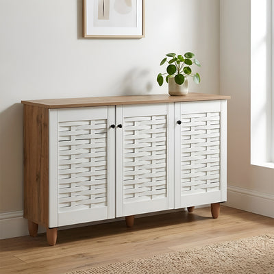 Nilkamal Kaira 3 Door Shoe Rack (Oak & White)