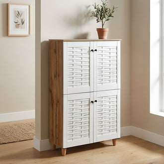 Nilkamal Kaira 4 Door Shoe Rack (Oak & White)