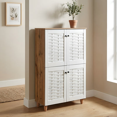 Nilkamal Kaira 4 Door Shoe Rack (Oak & White)
