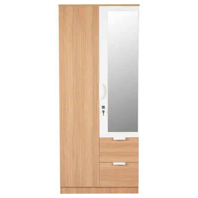 Nilkamal Indio 2 Door Wardrobe With Mirror (Teak & White)