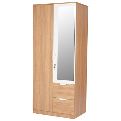 Nilkamal Indio 2 Door Wardrobe With Mirror (Teak & White)