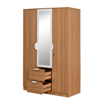 Nilkamal Indio 3 Door Wardrobe with Mirror (Teak & White)