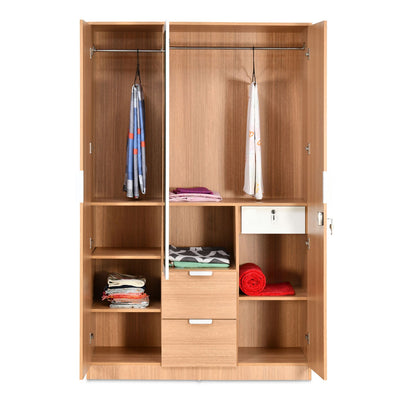 Nilkamal Indio 3 Door Wardrobe with Mirror (Teak & White)