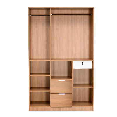 Nilkamal Indio 3 Door Wardrobe with Mirror (Teak & White)