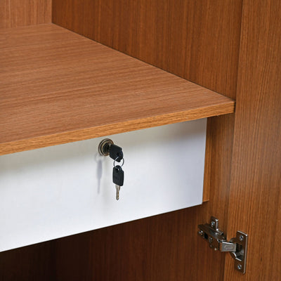 Nilkamal Indio 3 Door Wardrobe with Mirror (Teak & White)