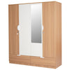 Nilkamal Indio 4 Door Wardrobe With Mirror (Teak & White)
