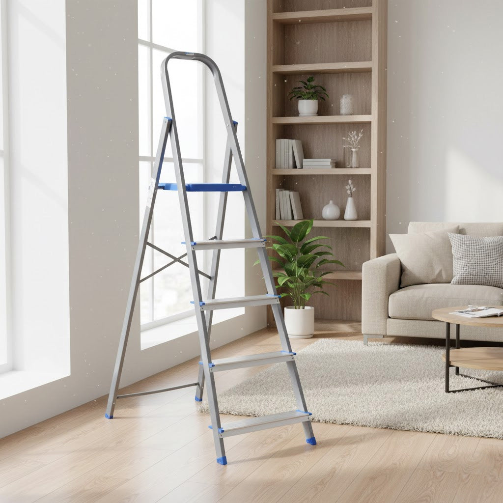 Buy Nilkamal Rise 5 Step Steel Ladder (Grey) Online