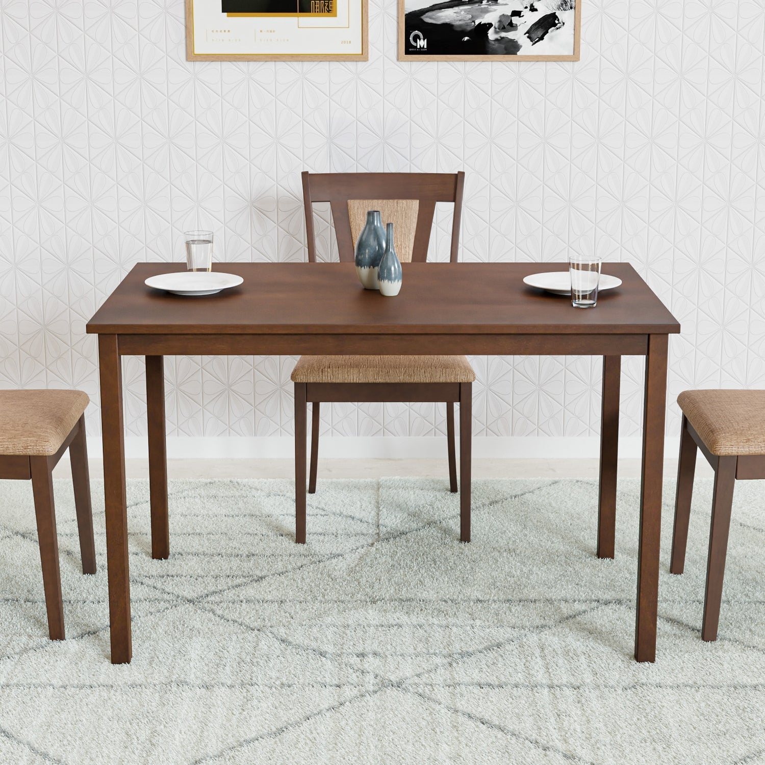 Nilkamal Jewel Four Seater Dining Table (Walnut)