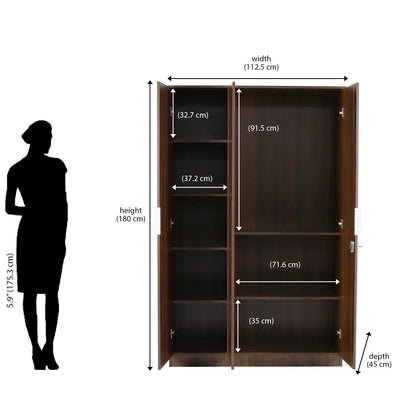 Nilkamal Joyce 3 Door Wardrobe (Classic Walnut)