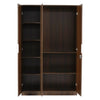Nilkamal Joyce 3 Door Wardrobe (Classic Walnut) - Front View With Open Drawer