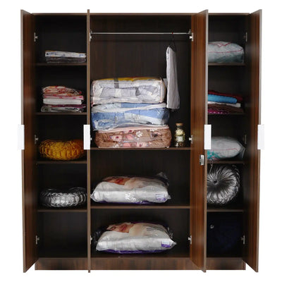 Nilkamal Joyce 4 Door Wardrobe Front View With Storage