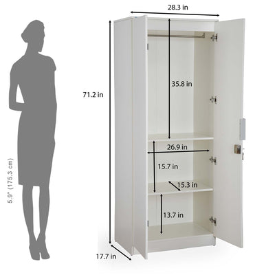 Nilkamal Joyce 2 Door Wardrobe (Frosty White)