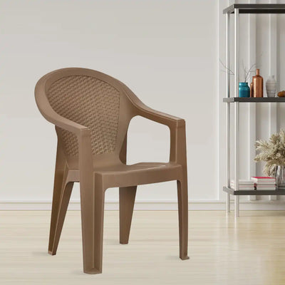 Nilkamal Exotica Plastic Arm Chair (Rattan Dark Beige) - Main View