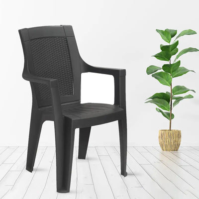 Nilkamal Mystique Plastic Arm Chair (Charcoal Grey) - Product View