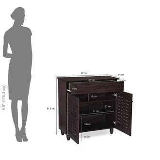 Nilkamal Kaira 2 Door Shoe Rack with Drawer (Wenge)