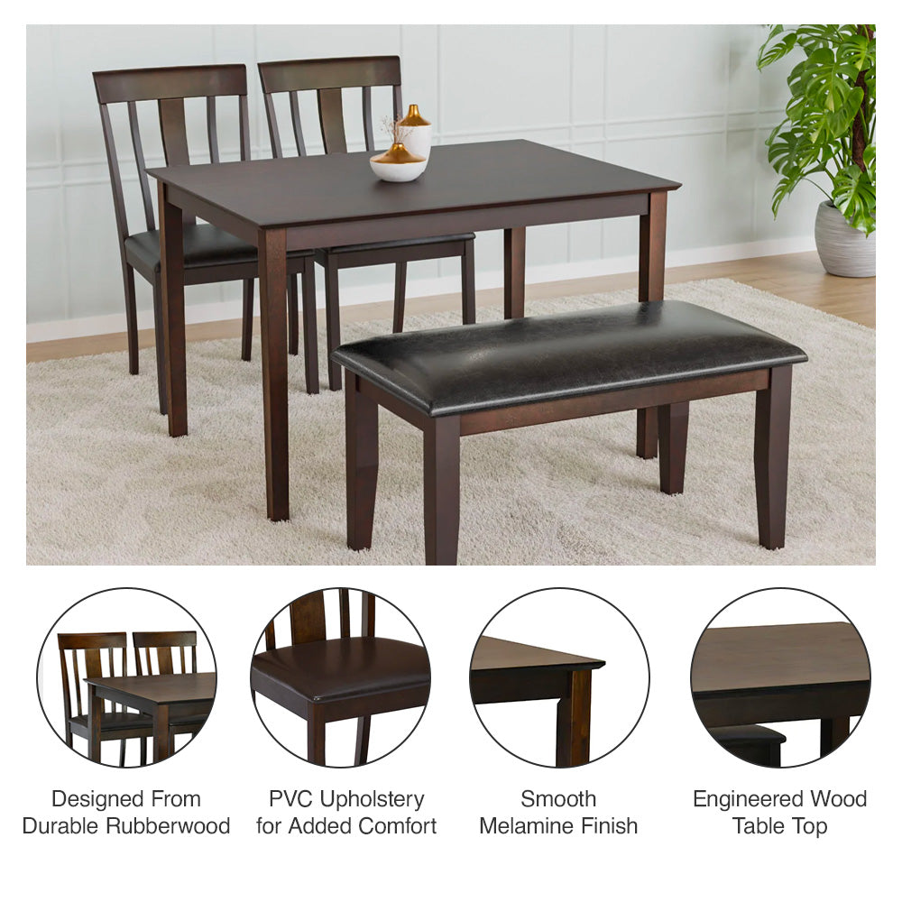Nilkamal Magnito 4 Seater Dining Set with Bench (Brown)