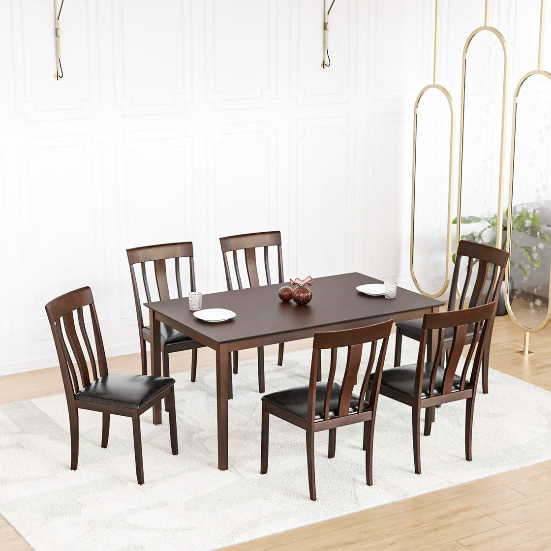 Nilkamal Magnito 6 Seater Dining Set (Brown)