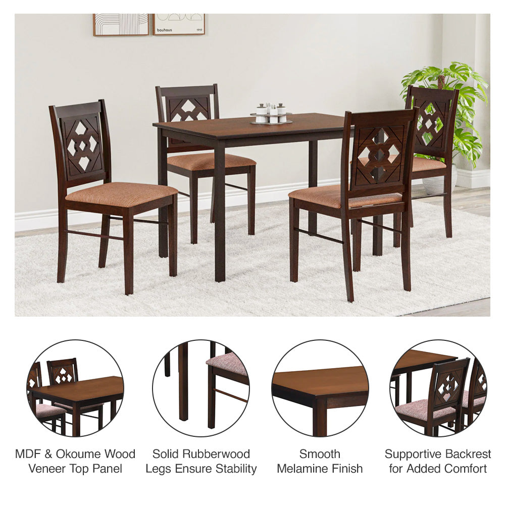 Nilkamal Stacia 4 Seater Dining Set (Antique Cherry)