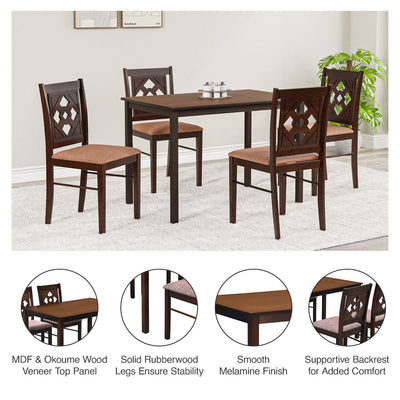 Nilkamal Stacia 4 Seater Dining Set (Antique Cherry)