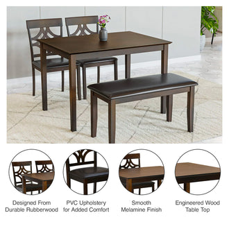 Nilkamal Tivoli 4 Seater Dining Set with Bench (Brown)