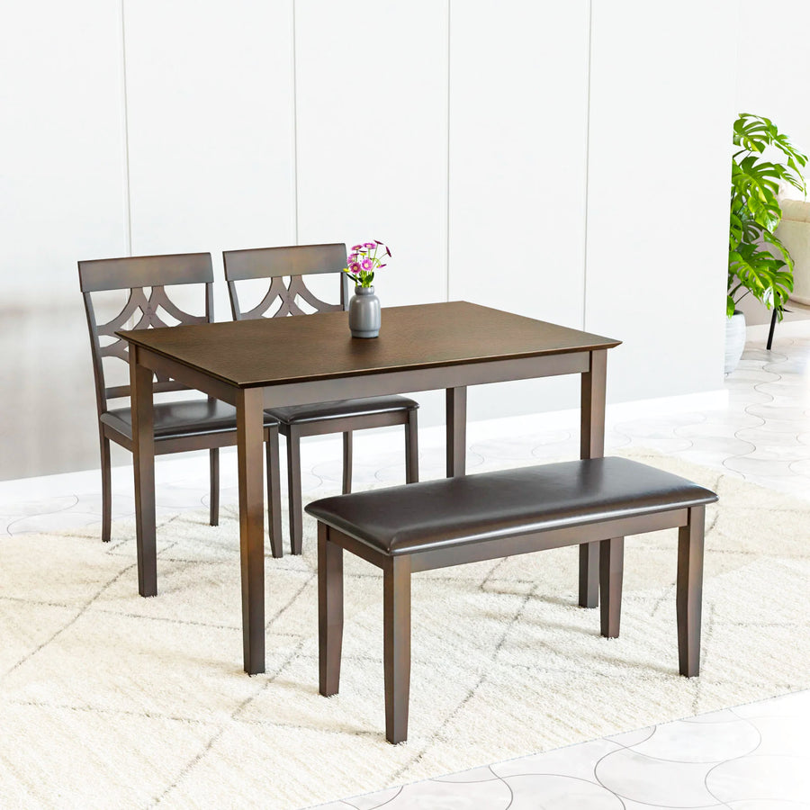 Nilkamal Tivoli 4 Seater Dining Set with Bench (Brown)