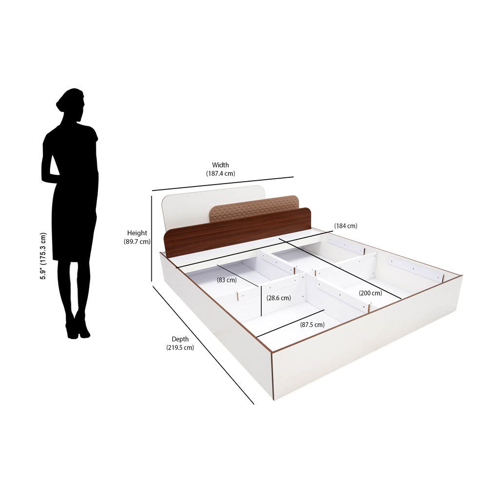 Nilkamal Bruce King Bed with Box Storage (Walnut & Cappuccino)