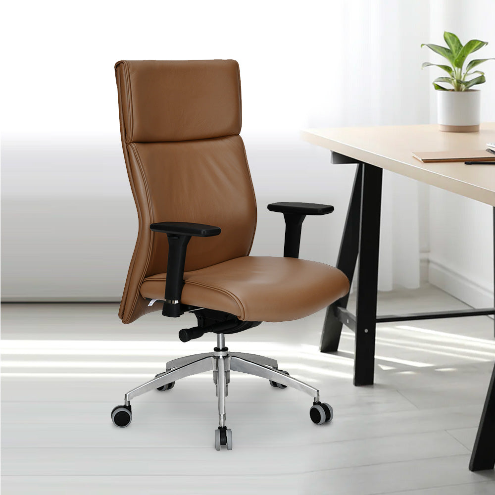 Nilkamal Command High Back Leather Office Chair (Tan)