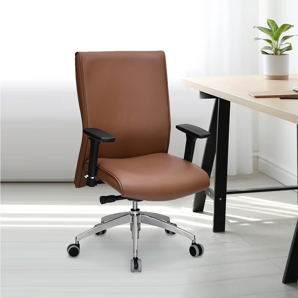 Buy Nilkamal Command Mid Back Leather Office Chair (Tan) Online