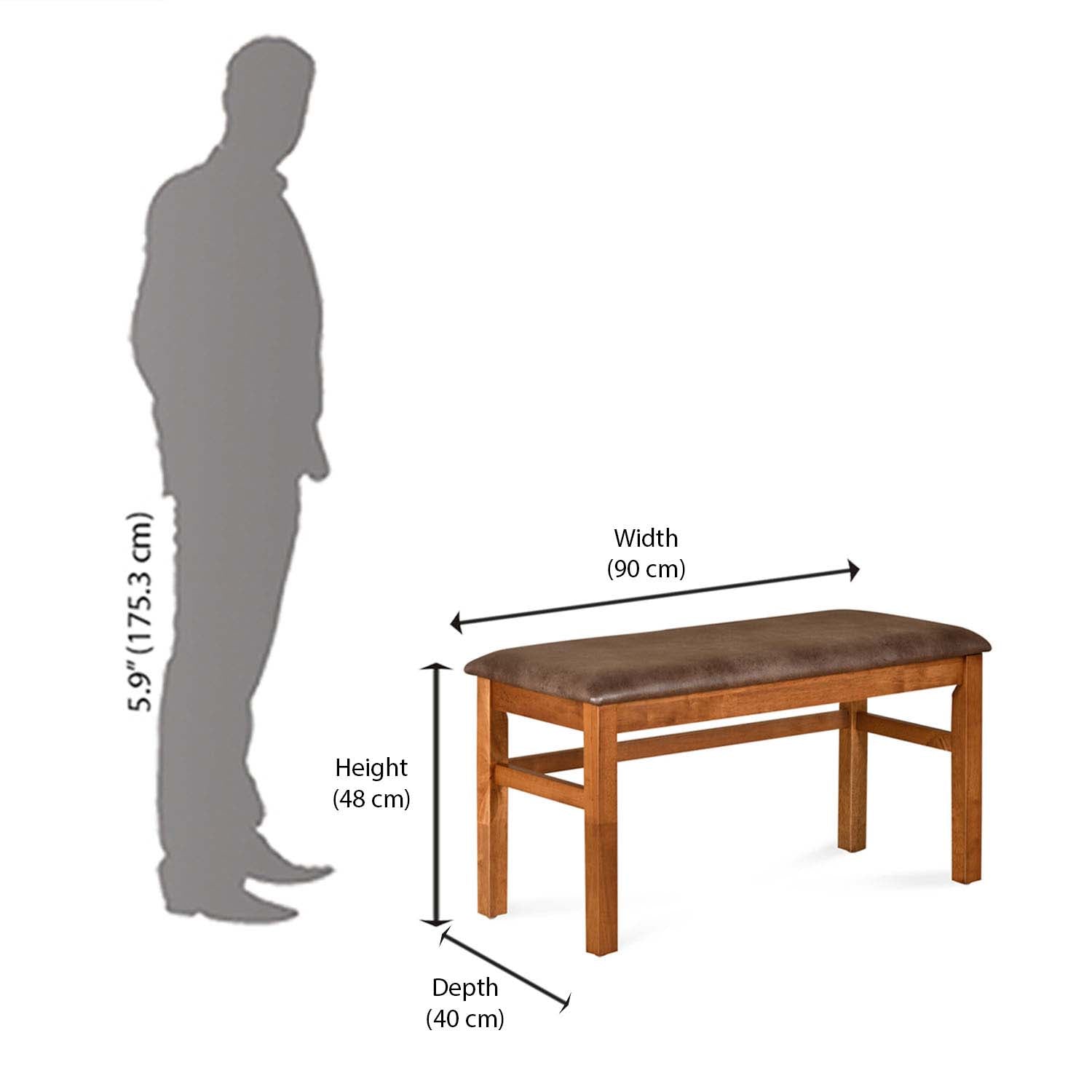 Nilkamal Leaf Multi Use Medium Sitting Bench for Living Room | Dining Room (Walnut)