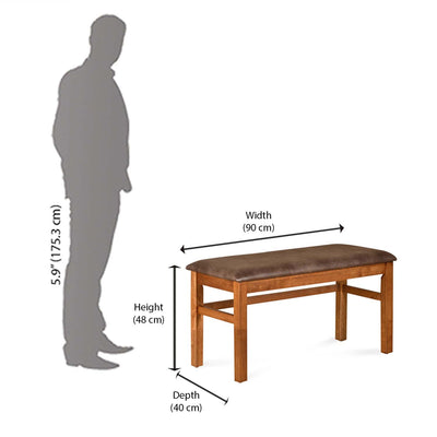 Nilkamal Leaf Multi Use Medium Sitting Bench for Living Room | Dining Room (Walnut)