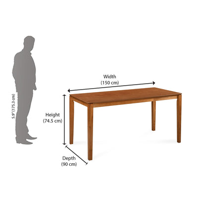 Nilkamal Leaf 6 Seater Dining Table (Walnut)