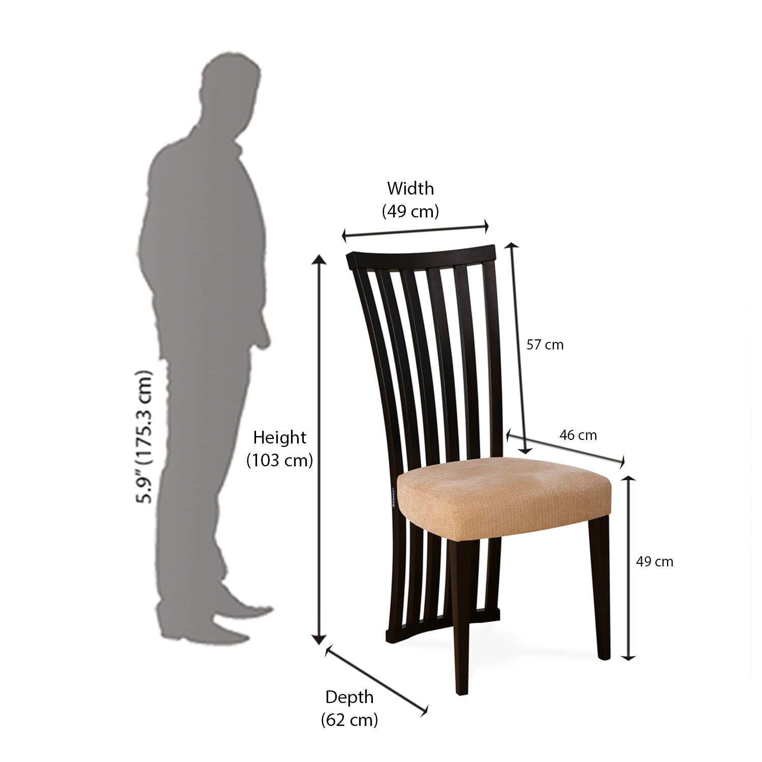 Nilkamal Lerro Dining Chair (Dark Walnut)