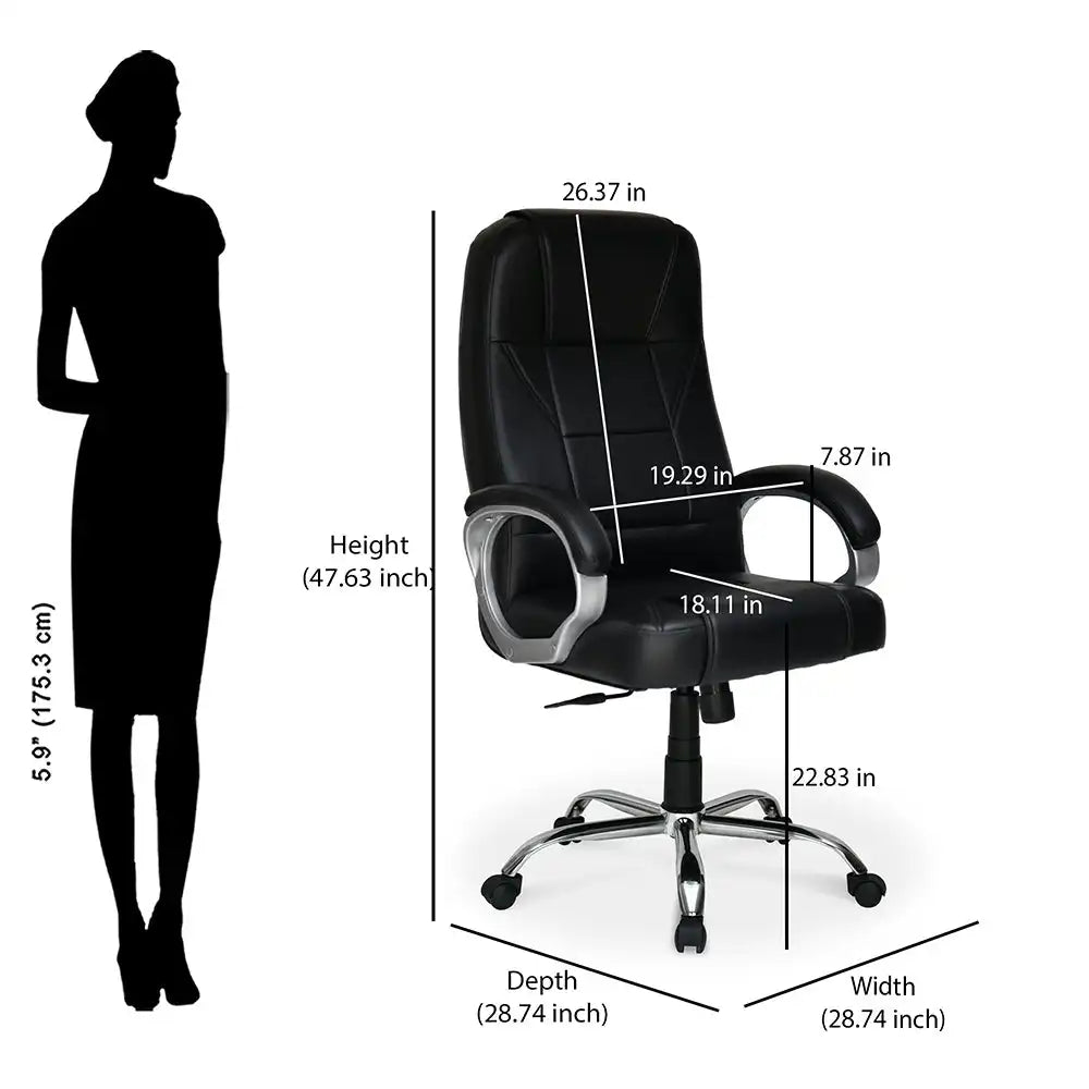 Nilkamal Mega High Back Office Chair Black Size in Inch