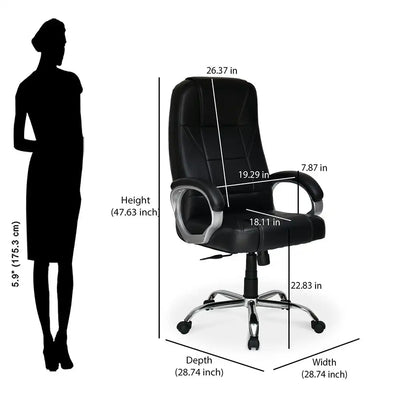 Nilkamal Mega High Back Office Chair Black Size in Inch