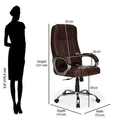 Nilkamal Mega High Back Office Chair Brown Size in CM