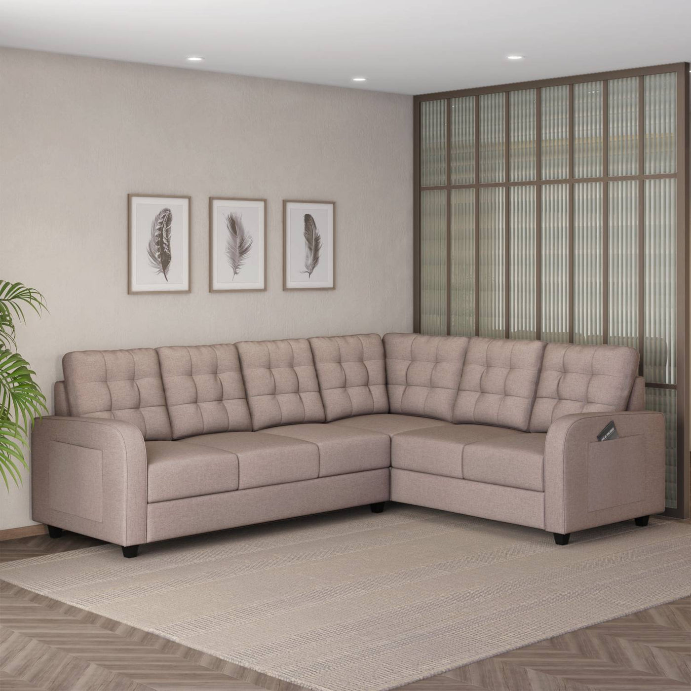Nilkamal Protean Plus Corner Left Hand Side Sofa (Brown)
